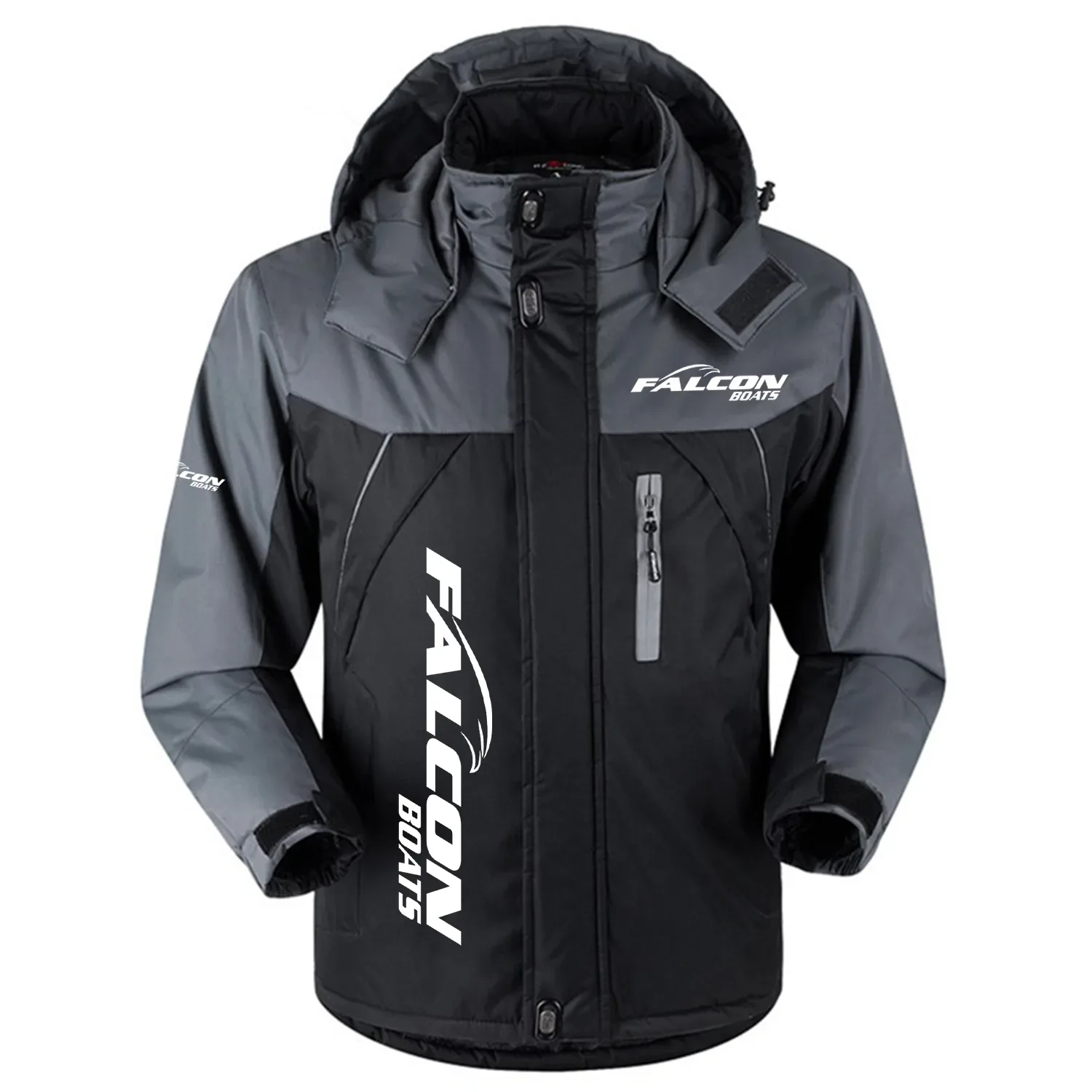 Falcon Exclusive Logo Outdoor Charging Suit Slim Fit Plush Waterproof Windproof Jacket Detachable Hood HCPDPCS1409FAZ – Falcon Gift