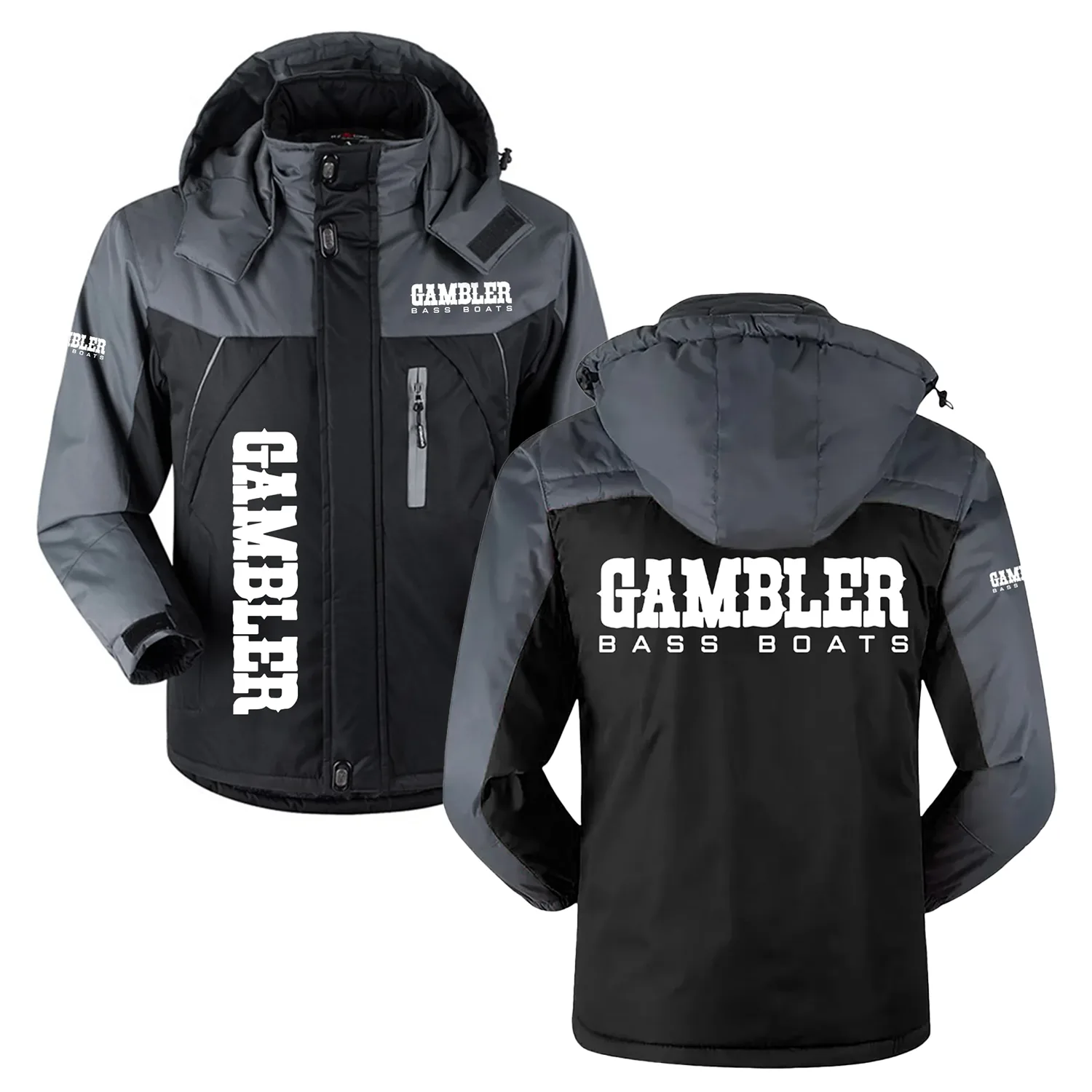 Gambler Exclusive Logo Outdoor Charging Suit Slim Fit Plush Waterproof Windproof Jacket Detachable Hood HCPDPCS1409GBZB – Gambler Jacket