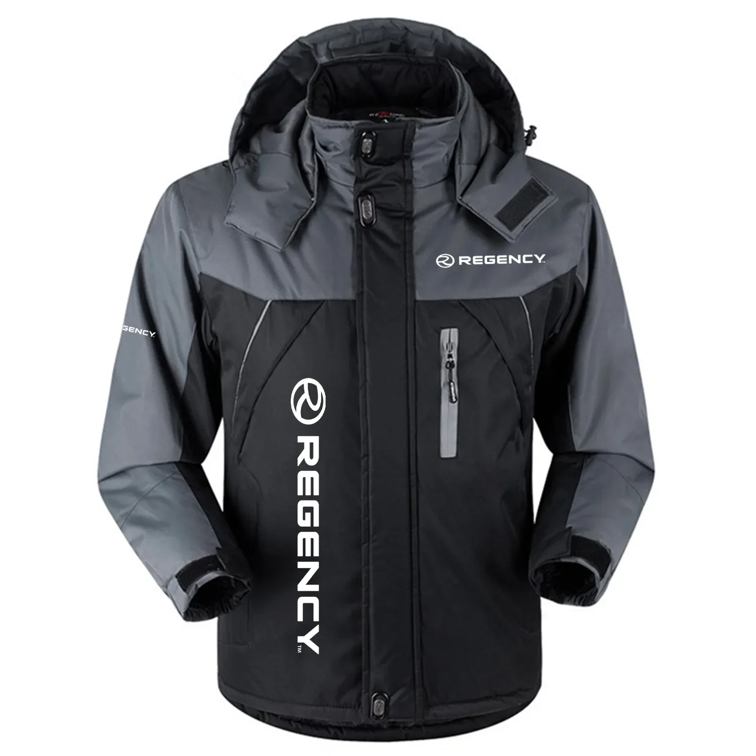 Regency Exclusive Logo Outdoor Charging Suit Slim Fit Plush Waterproof Windproof Jacket Detachable Hood HCPDPCS1409REZ – Regency Gift