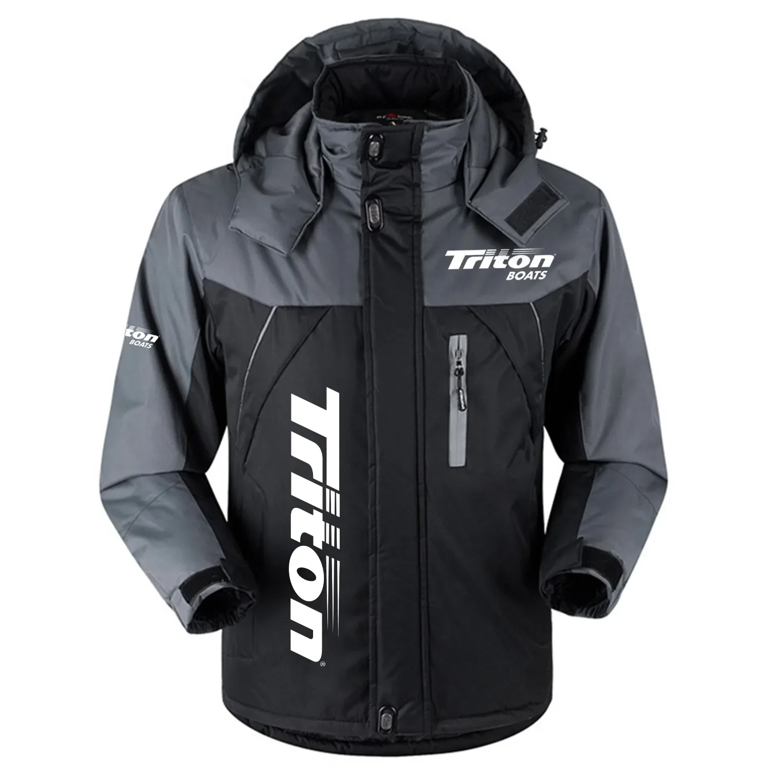 Triton Exclusive Logo Outdoor Charging Suit Slim Fit Plush Waterproof Windproof Jacket Detachable Hood HCPDPCS1409TBZ – Triton Gift