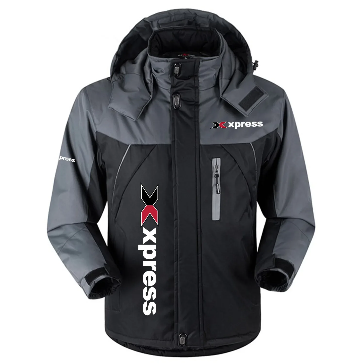 Xpress Exclusive Logo Outdoor Charging Suit Slim Fit Plush Waterproof Windproof Jacket Detachable Hood HCPDPCS1409XBZ – Xpress Gift