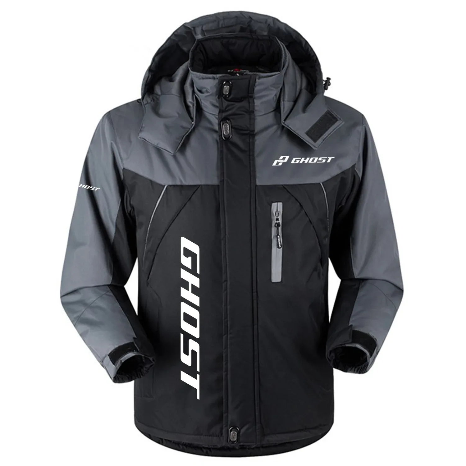 Ghost Exclusive Logo Outdoor Charging Suit Slim Fit Plush Waterproof Windproof Jacket Detachable Hood OSBCLPCS1211GHZ – Ghost Jacket