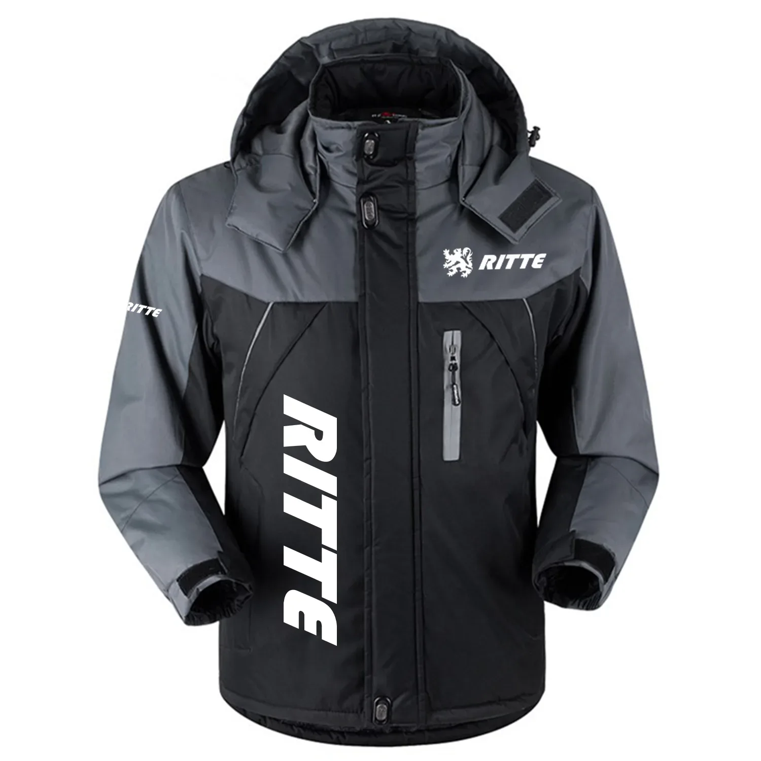 Ritte Exclusive Logo Outdoor Charging Suit Slim Fit Plush Waterproof Windproof Jacket Detachable Hood OSBCLPCS1211RIZ – Ritte Jacket