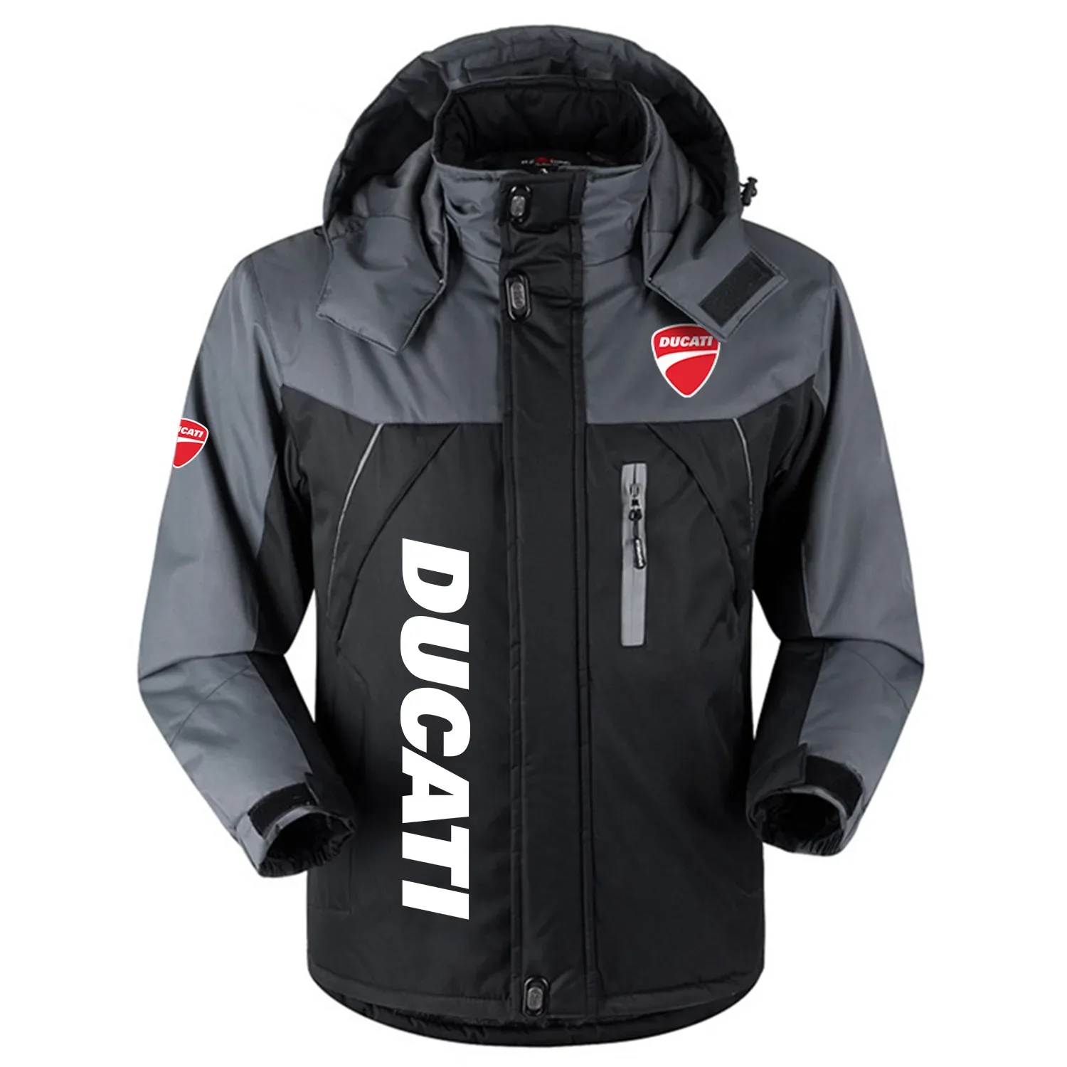 Ducati Exclusive Logo Outdoor Charging Suit Slim Fit Plush Waterproof Windproof Jacket Detachable Hood OSMTBPCS1211DCZ – Ducati Jacket