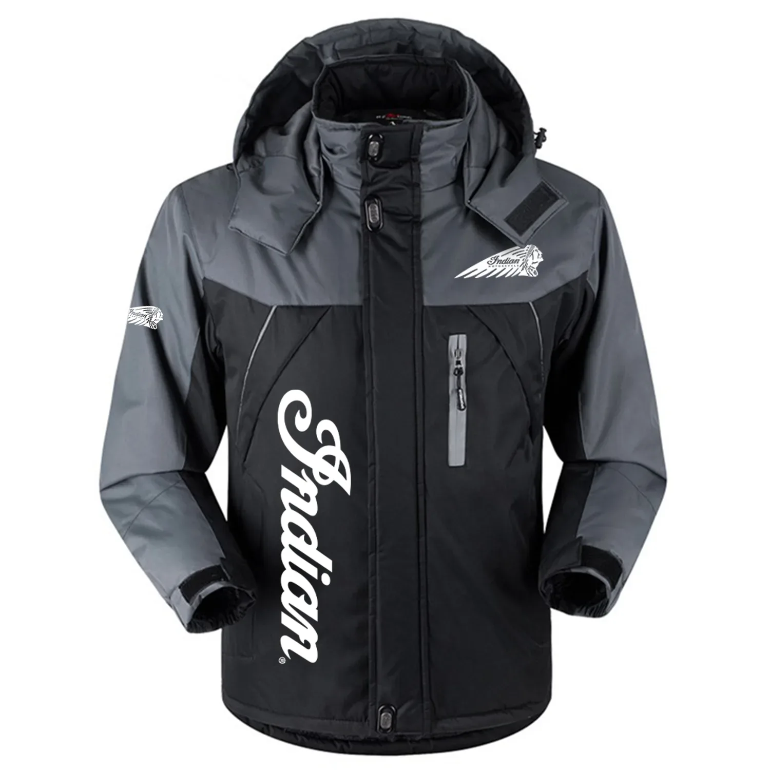 Indian Motorcycle Exclusive Logo Outdoor Charging Suit Slim Fit Plush Waterproof Windproof Jacket Detachable Hood OSMTBPCS1211IMZ – Indian Motorcycle Jacket