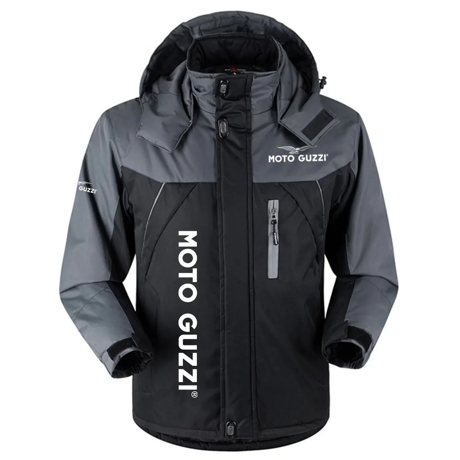 Moto Guzzi Exclusive Logo Outdoor Charging Suit Slim Fit Plush Waterproof Windproof Jacket Detachable Hood OSMTBPCS1211MGZ – Moto Guzzi Jacket