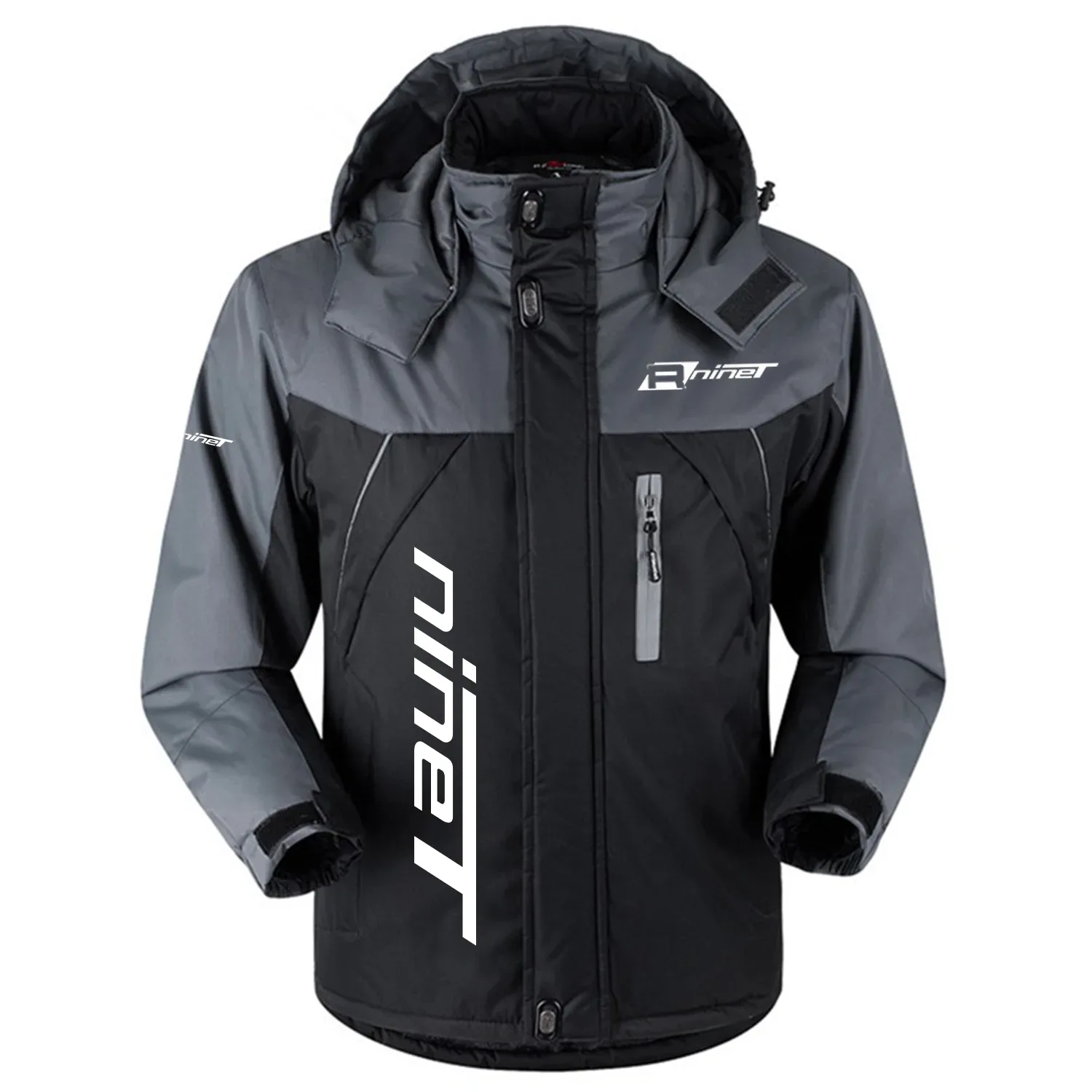 R nineT Exclusive Logo Outdoor Charging Suit Slim Fit Plush Waterproof Windproof Jacket Detachable Hood OSMTBPCS1211RTZ – R nineT Jacket