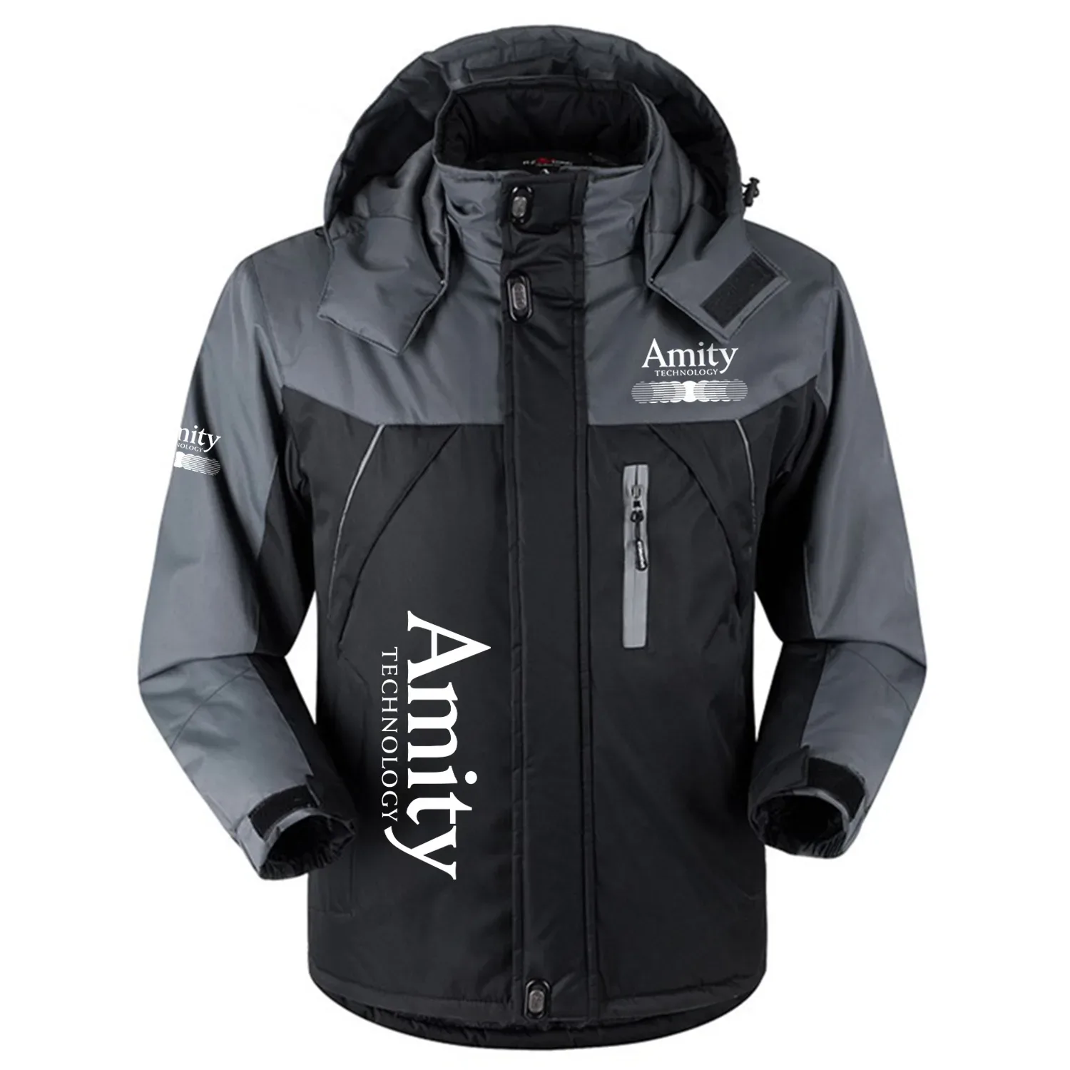 Amity Technology Exclusive Logo Outdoor Charging Suit Slim Fit Plush Waterproof Windproof Jacket Detachable Hood OUFAPCS0819ATZ – Amity Technology Gift