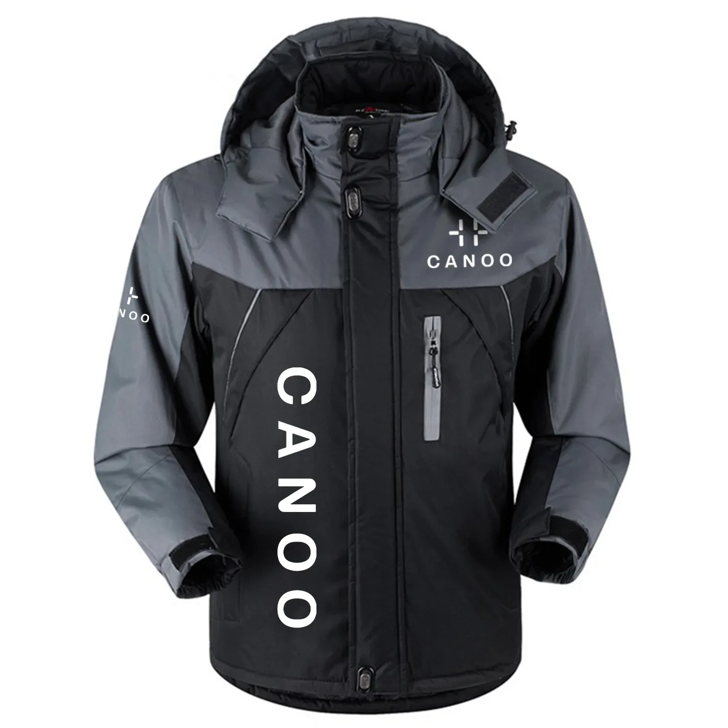Canoo Exclusive Logo Outdoor Charging Suit Slim Fit Plush Waterproof Windproof Jacket Detachable Hood OUFAPCS0819CNZ – Canoo Jacket