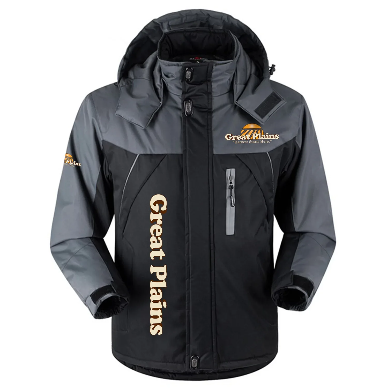 Great Plains Exclusive Logo Outdoor Charging Suit Slim Fit Plush Waterproof Windproof Jacket Detachable Hood OUFAPCS0819GPZ – Great Plains Gift