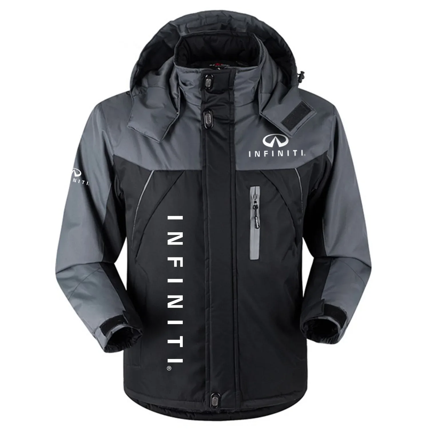 Infiniti Exclusive Logo Outdoor Charging Suit Slim Fit Plush Waterproof Windproof Jacket Detachable Hood OUFAPCS0819INFZ – Infiniti Jacket
