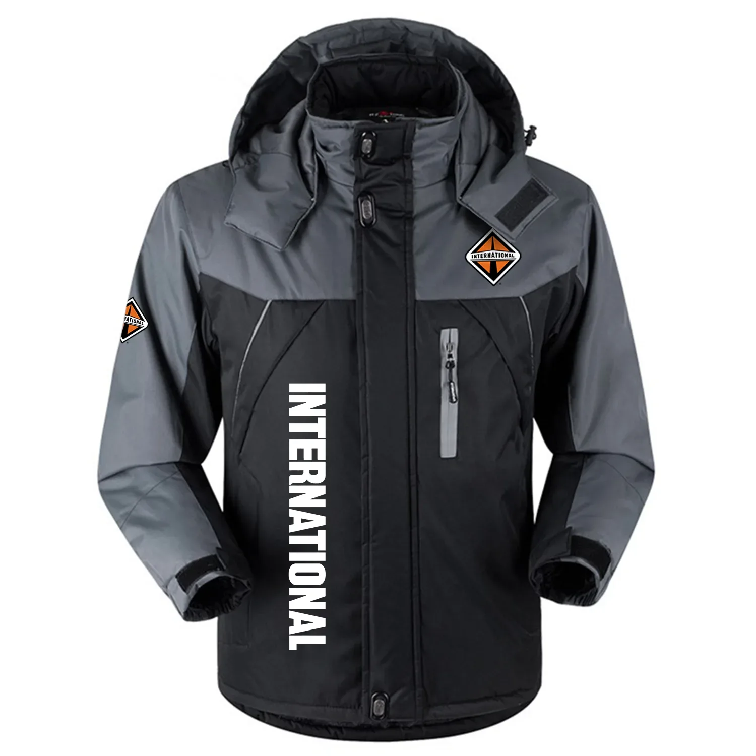 International Trucks Exclusive Logo Outdoor Charging Suit Slim Fit Plush Waterproof Windproof Jacket Detachable Hood OUFAPCS0819INZ – International Trucks Gift