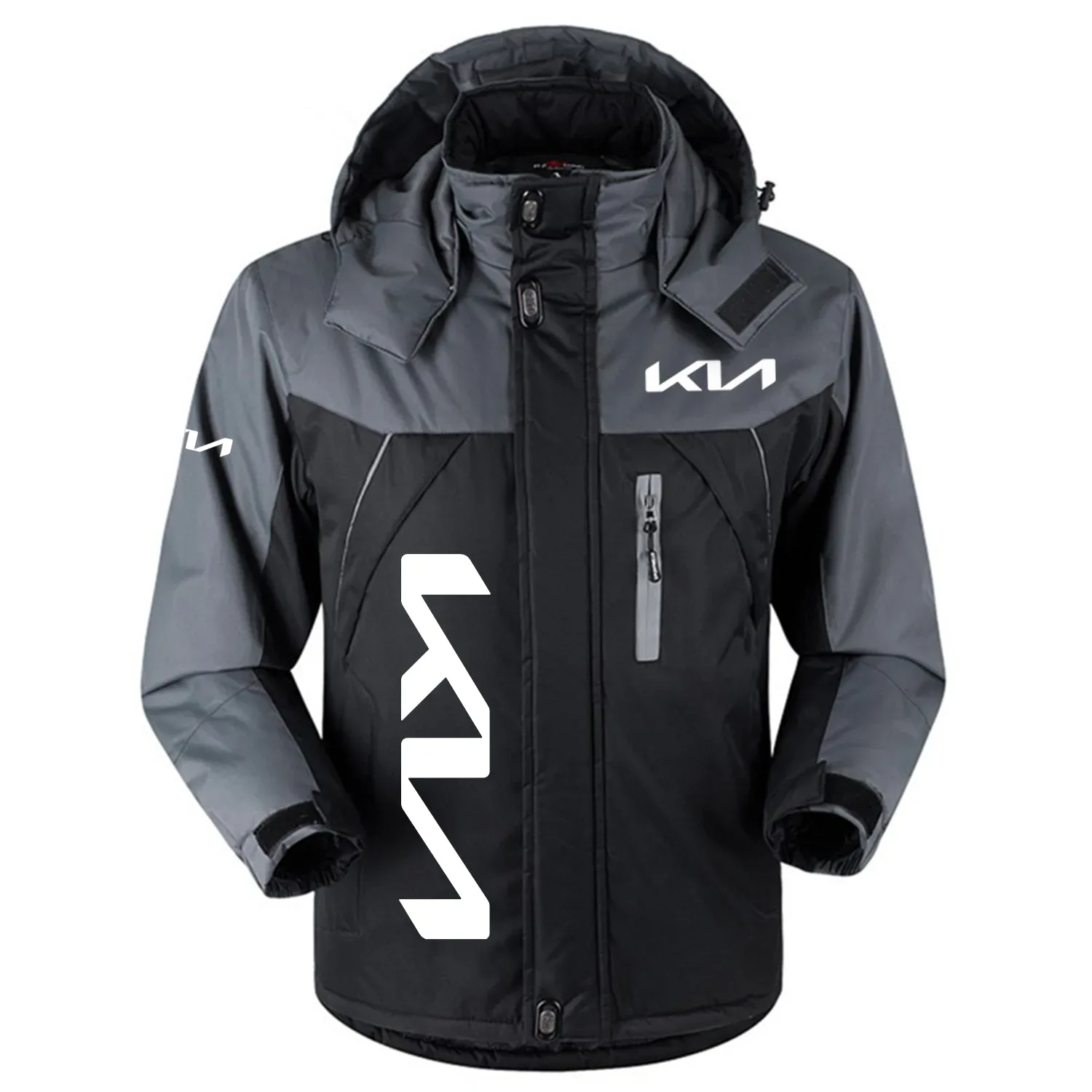 Kia Exclusive Logo Outdoor Charging Suit Slim Fit Plush Waterproof Windproof Jacket Detachable Hood OUFAPCS0819KIAZ – Kia Jacket
