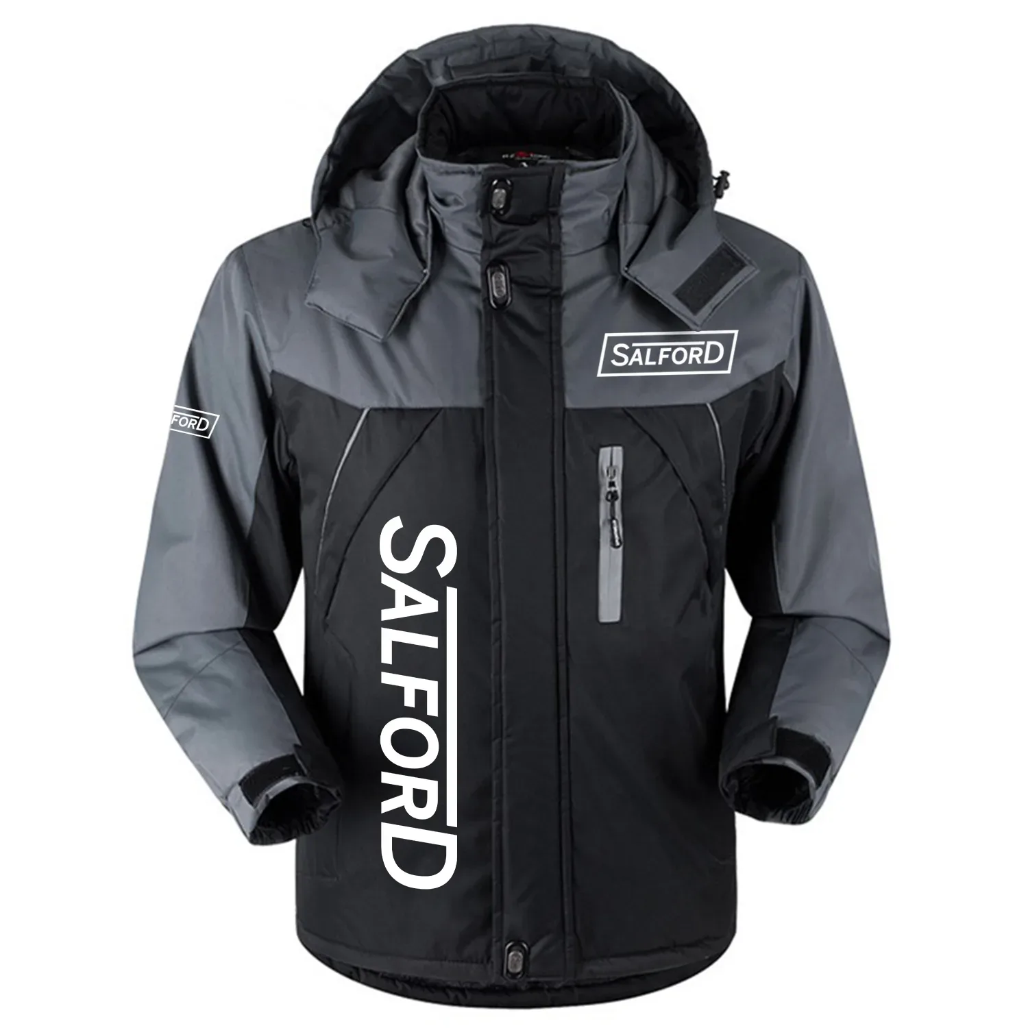Salford Group Exclusive Logo Outdoor Charging Suit Slim Fit Plush Waterproof Windproof Jacket Detachable Hood OUFAPCS0819SGZ – Salford Group Gift