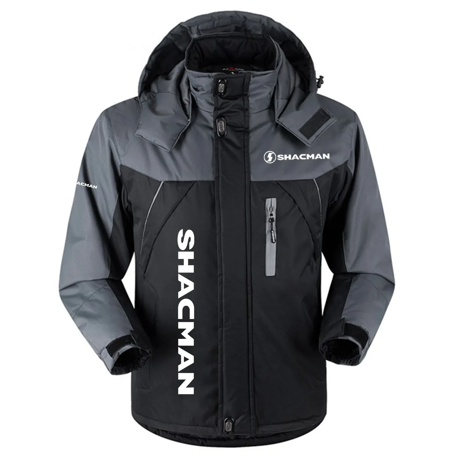 Shacman Exclusive Logo Outdoor Charging Suit Slim Fit Plush Waterproof Windproof Jacket Detachable Hood OUFAPCS0819SMZ – Shacman Gift