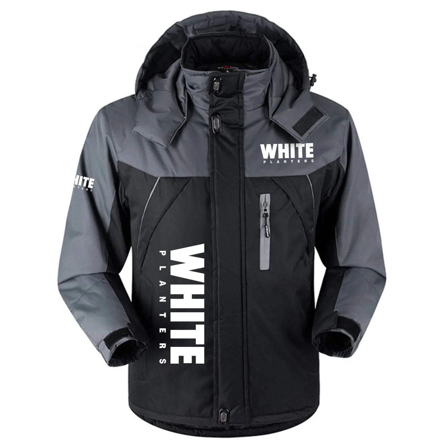 White Planters Exclusive Logo Outdoor Charging Suit Slim Fit Plush Waterproof Windproof Jacket Detachable Hood OUFAPCS0819WPZ – White Planters Gift