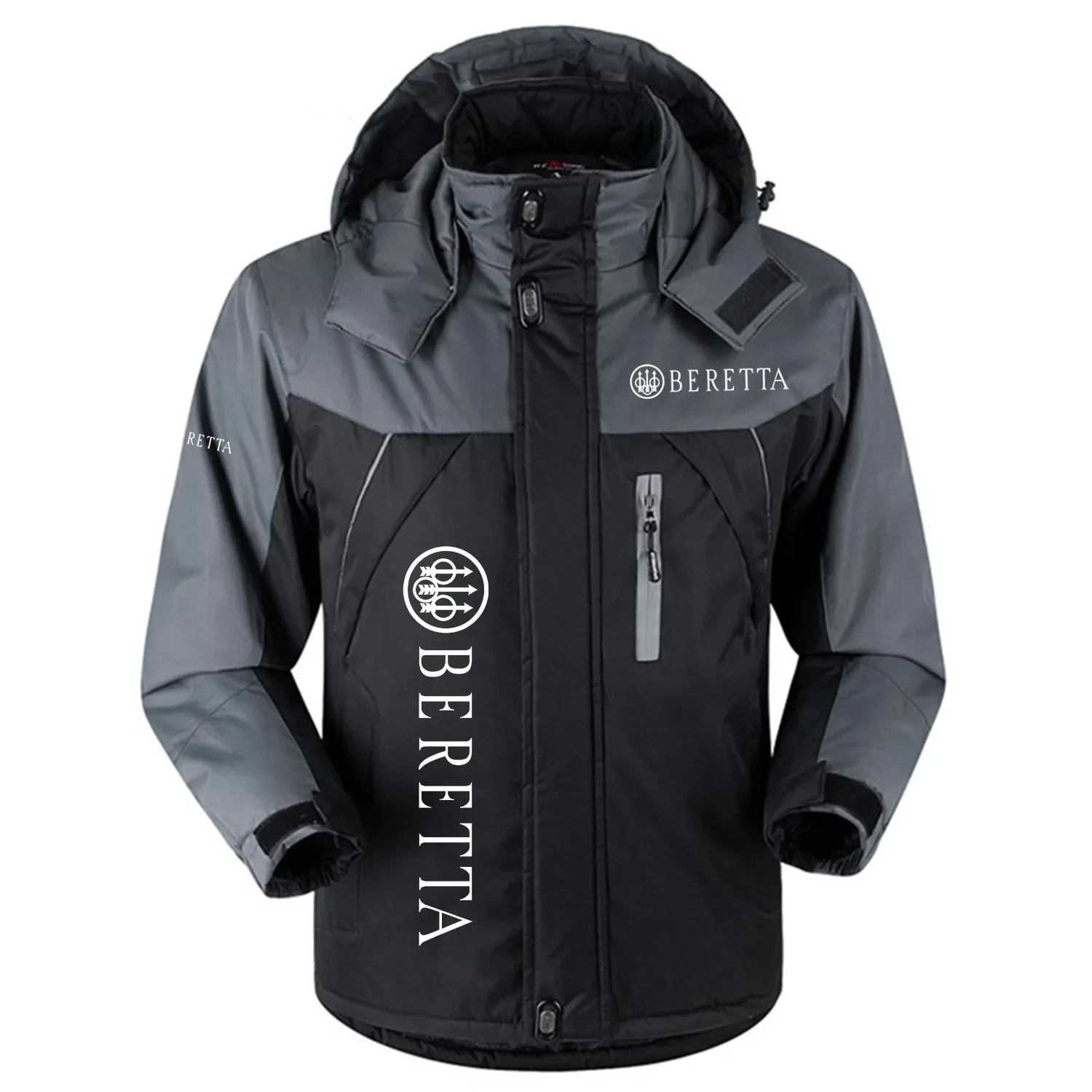 Beretta Exclusive Logo Outdoor Charging Suit Slim Fit Plush Waterproof Windproof Jacket Detachable Hood OUHUPCS0815BEZ – Beretta Jacket