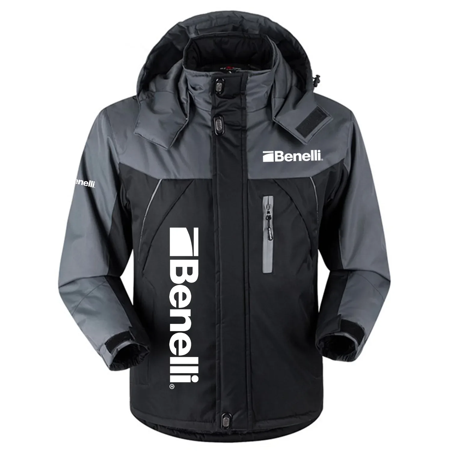 Benelli Exclusive Logo Outdoor Charging Suit Slim Fit Plush Waterproof Windproof Jacket Detachable Hood OUHUPCS0815BLZ – Benelli Jacket