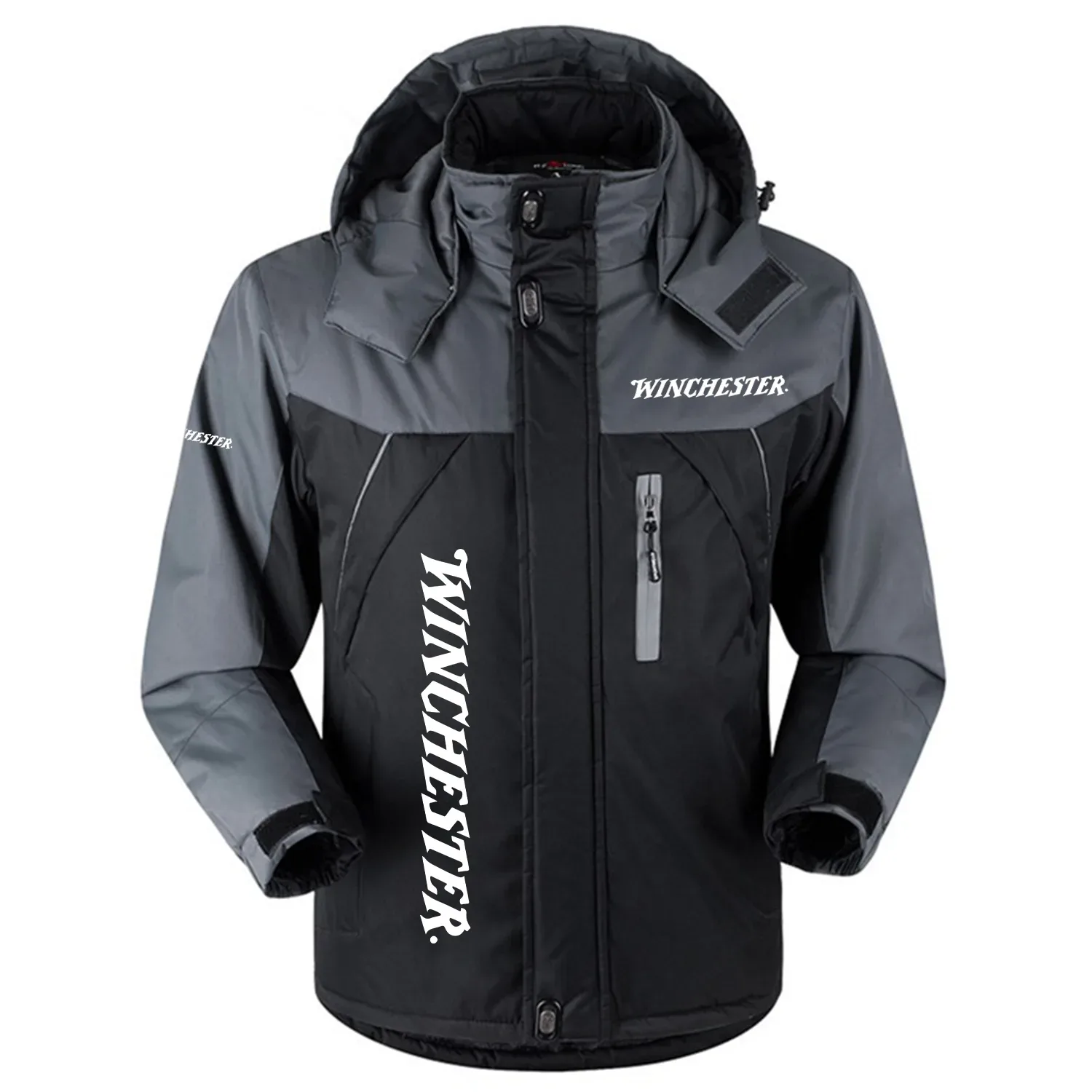Winchester Exclusive Logo Outdoor Charging Suit Slim Fit Plush Waterproof Windproof Jacket Detachable Hood OUHUPCS0815WRZ – Winchester Jacket