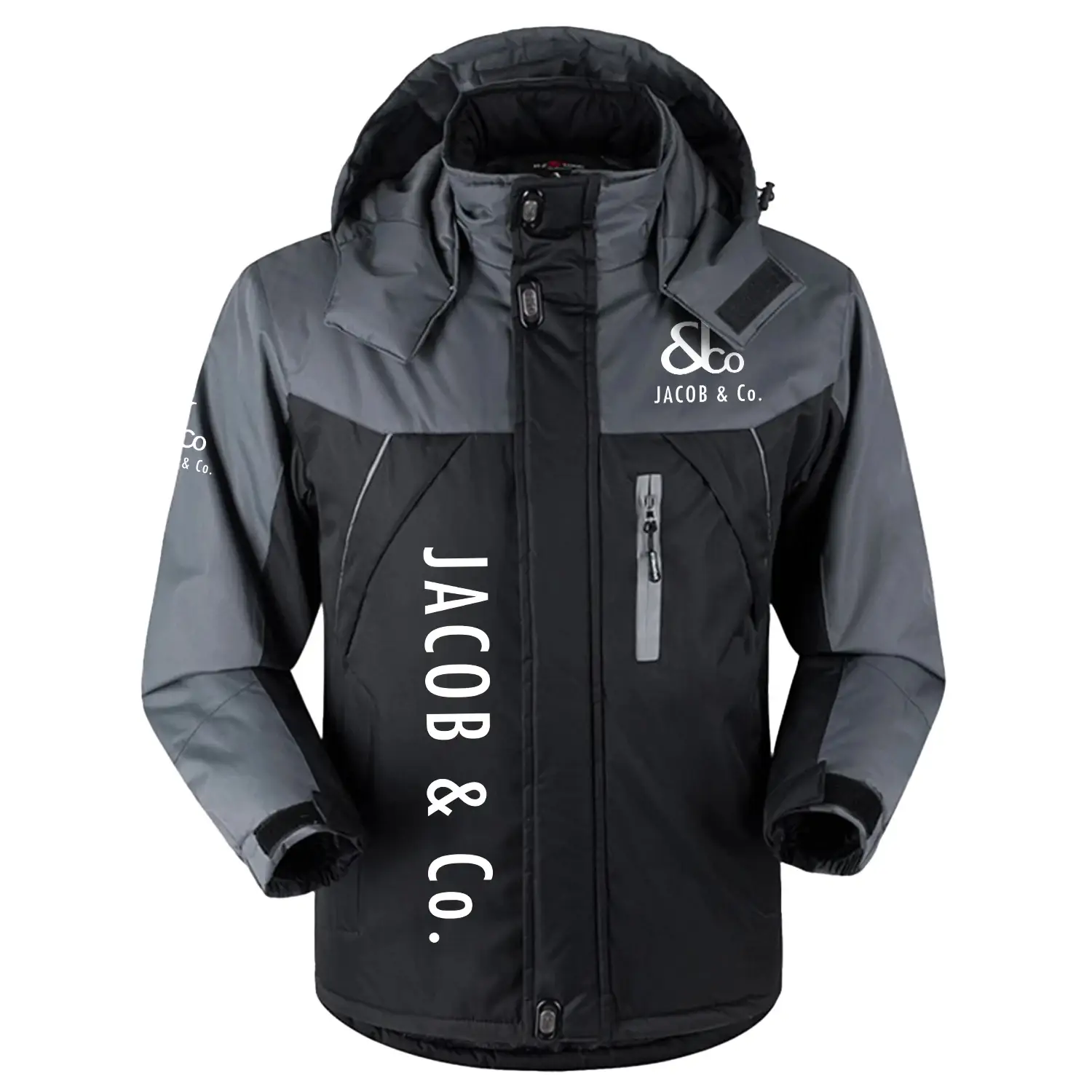 Jacob & Co. Exclusive Logo Outdoor Charging Suit Slim Fit Plush Waterproof Windproof Jacket Detachable Hood OUWCPCS0805JCZ – Jacob & Co. Jacket