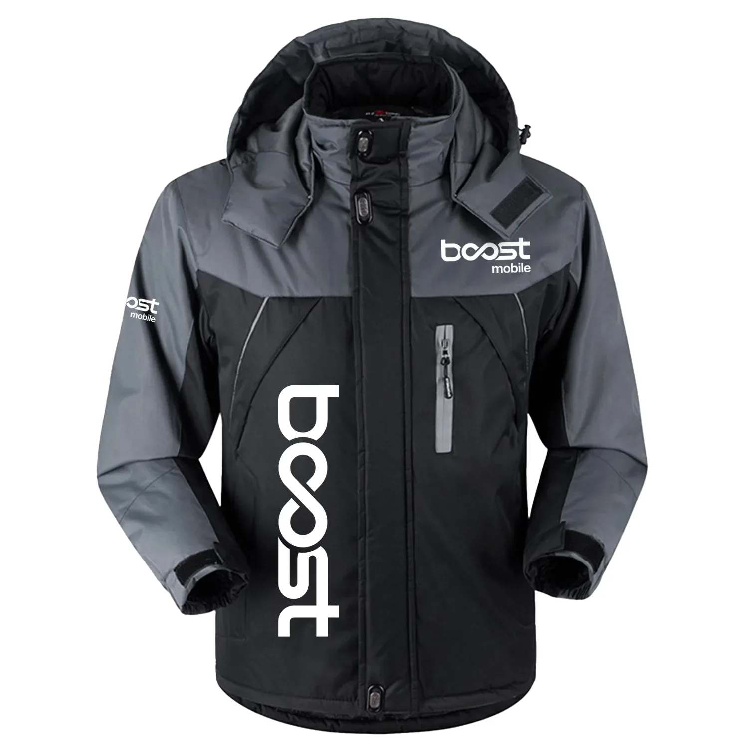 Boost Mobile Exclusive Logo Outdoor Charging Suit Slim Fit Plush Waterproof Windproof Jacket Detachable Hood TOTTPCS1012BMZ – Boost Mobile Jacket