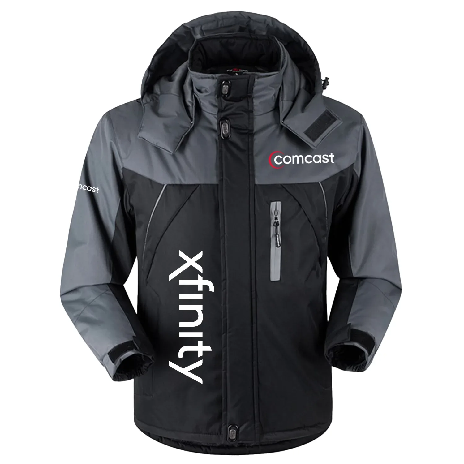 Comcast Xfinity Exclusive Logo Outdoor Charging Suit Slim Fit Plush Waterproof Windproof Jacket Detachable Hood TOTTPCS1012CXZ – Comcast Xfinity Jacket