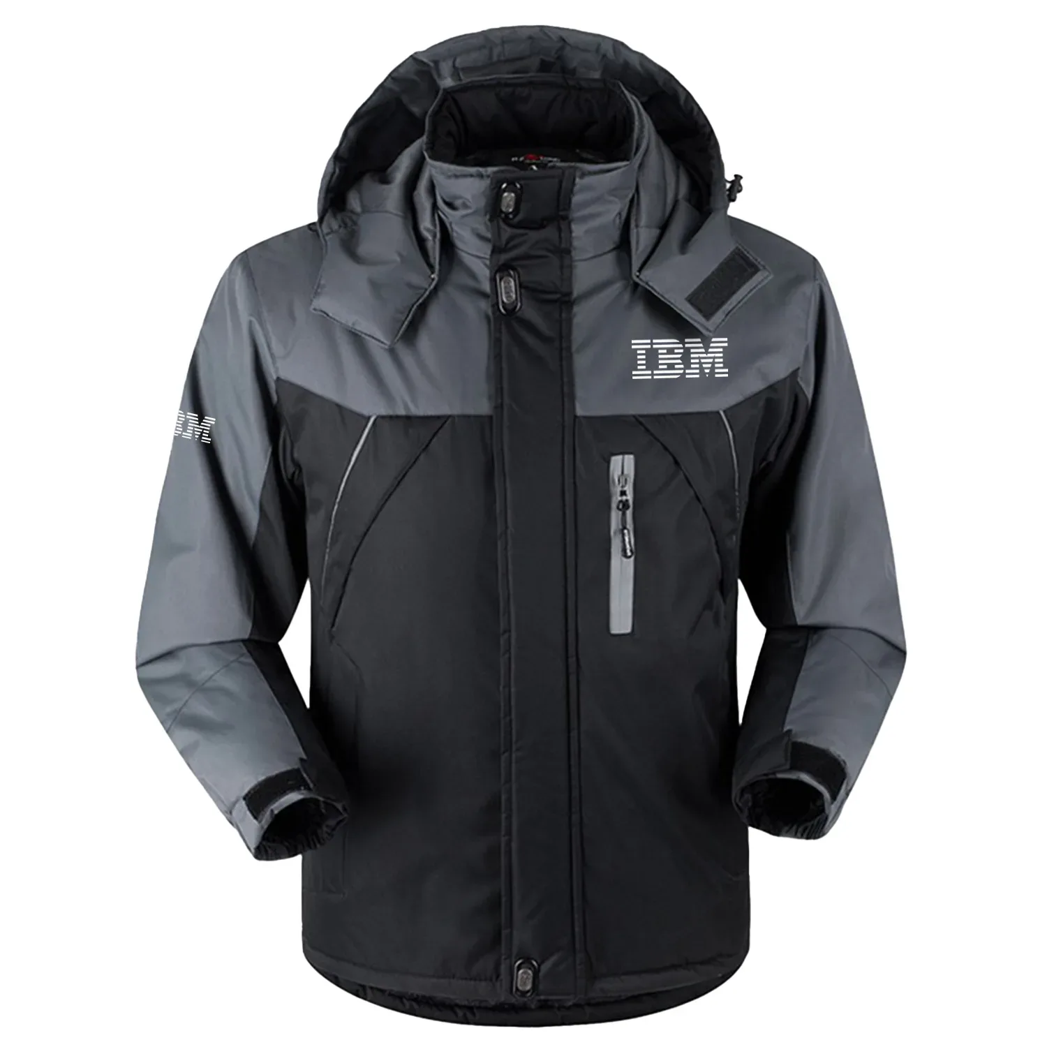 IBM Exclusive Logo Outdoor Charging Suit Slim Fit Plush Waterproof Windproof Jacket Detachable Hood TOTTPCS1012IBZ – IBM Jacket