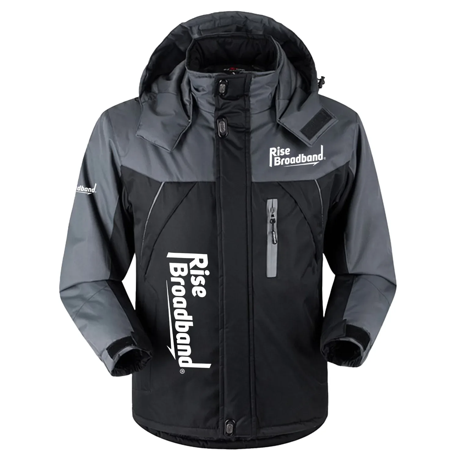 Rise Broadband Exclusive Logo Outdoor Charging Suit Slim Fit Plush Waterproof Windproof Jacket Detachable Hood TOTTPCS1012RBZ – Rise Broadband Jacket Rise Broadband Exclusive Logo Outdoor Charging Suit Slim Fit Plush Waterproof Windproof Jacket Detachable Hood TOTTPCS1012RBZ – Rise Broadband Jacket