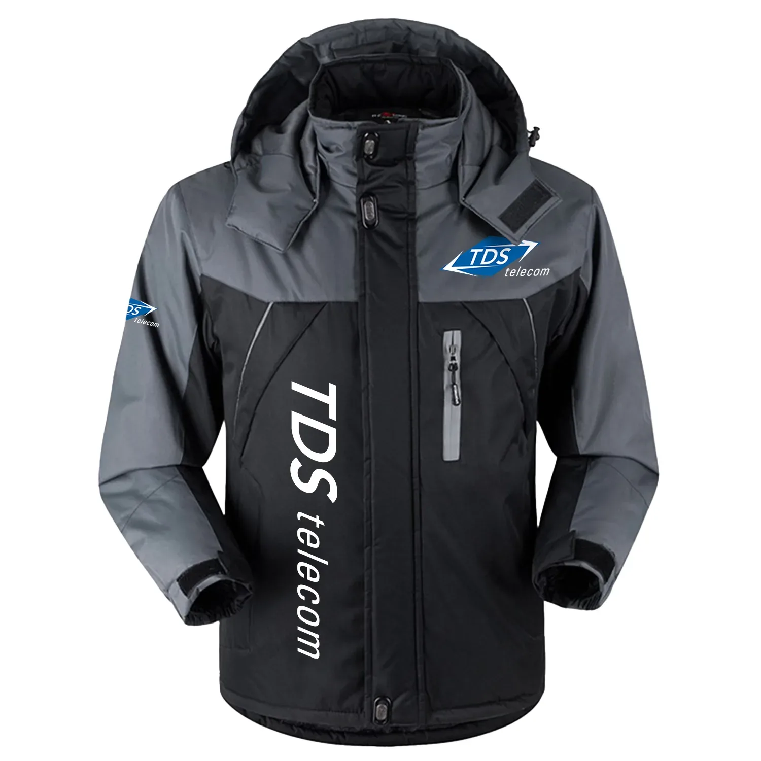 TDS Telecom Exclusive Logo Outdoor Charging Suit Slim Fit Plush Waterproof Windproof Jacket Detachable Hood TOTTPCS1012TTZ – TDS Telecom Jacket