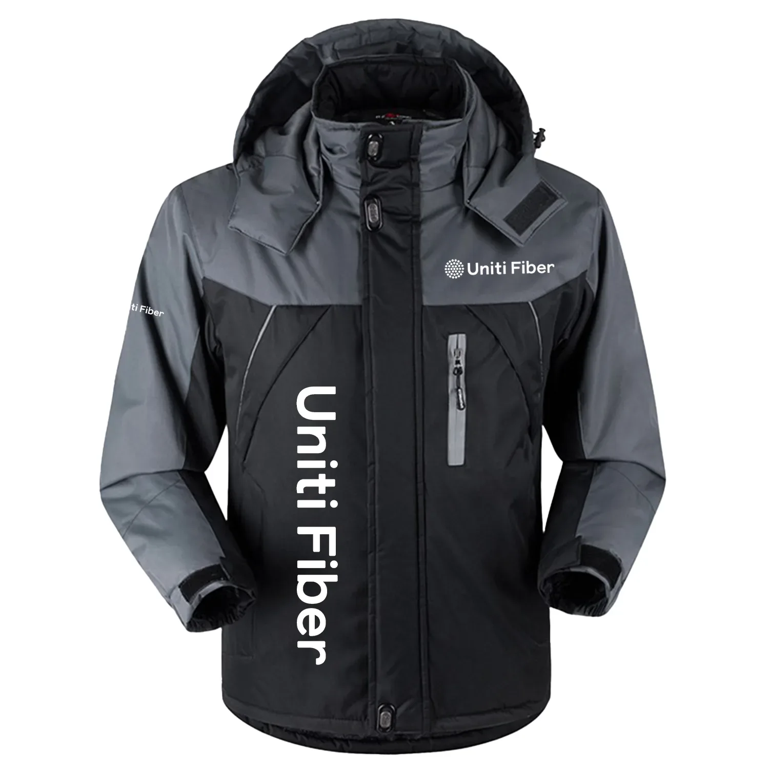 Uniti Fiber Exclusive Logo Outdoor Charging Suit Slim Fit Plush Waterproof Windproof Jacket Detachable Hood TOTTPCS1012UFZ – Uniti Fiber Jacket