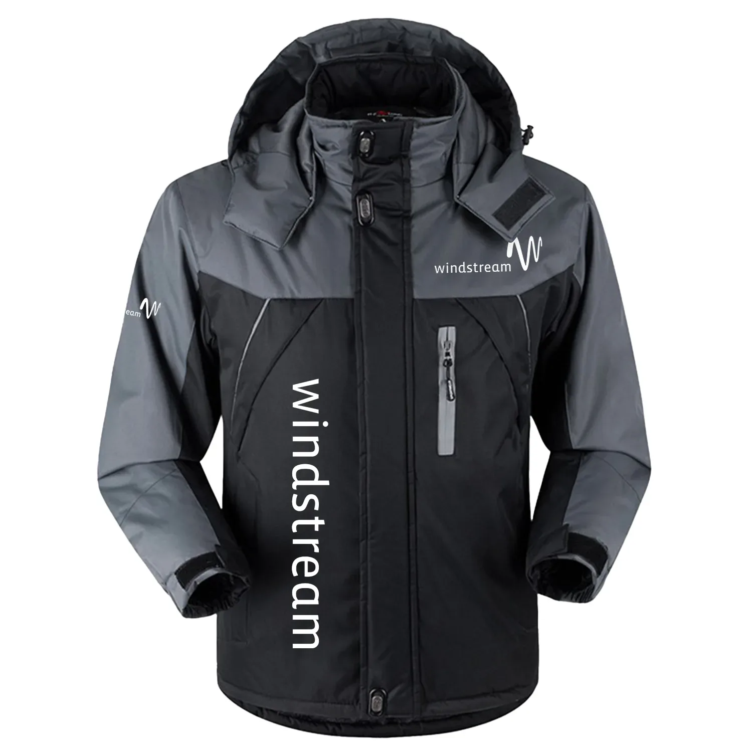 Windstream Exclusive Logo Outdoor Charging Suit Slim Fit Plush Waterproof Windproof Jacket Detachable Hood TOTTPCS1012WTZ – Windstream Jacket