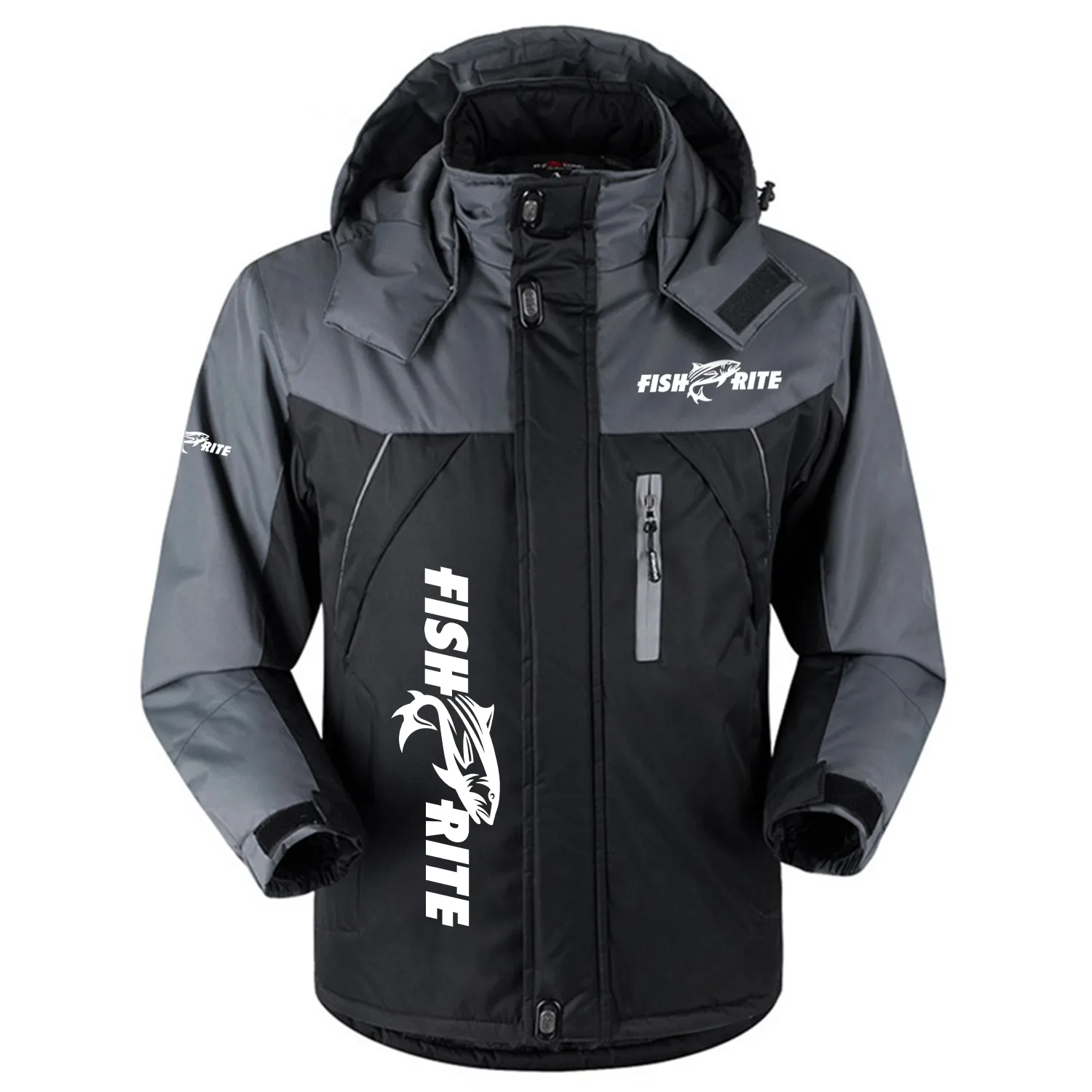 Fish Rite Exclusive Logo Outdoor Charging Suit Slim Fit Plush Waterproof Windproof Jacket Detachable Hood TTPDPCS2409FRZ – Fish Rite Jacket