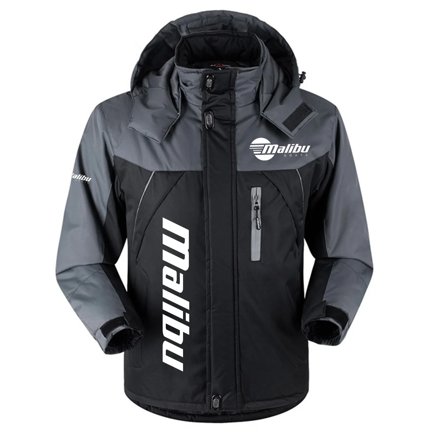 Malibu Exclusive Logo Outdoor Charging Suit Slim Fit Plush Waterproof Windproof Jacket Detachable Hood TTPDPCS2409MLZ – Malibu Jacket