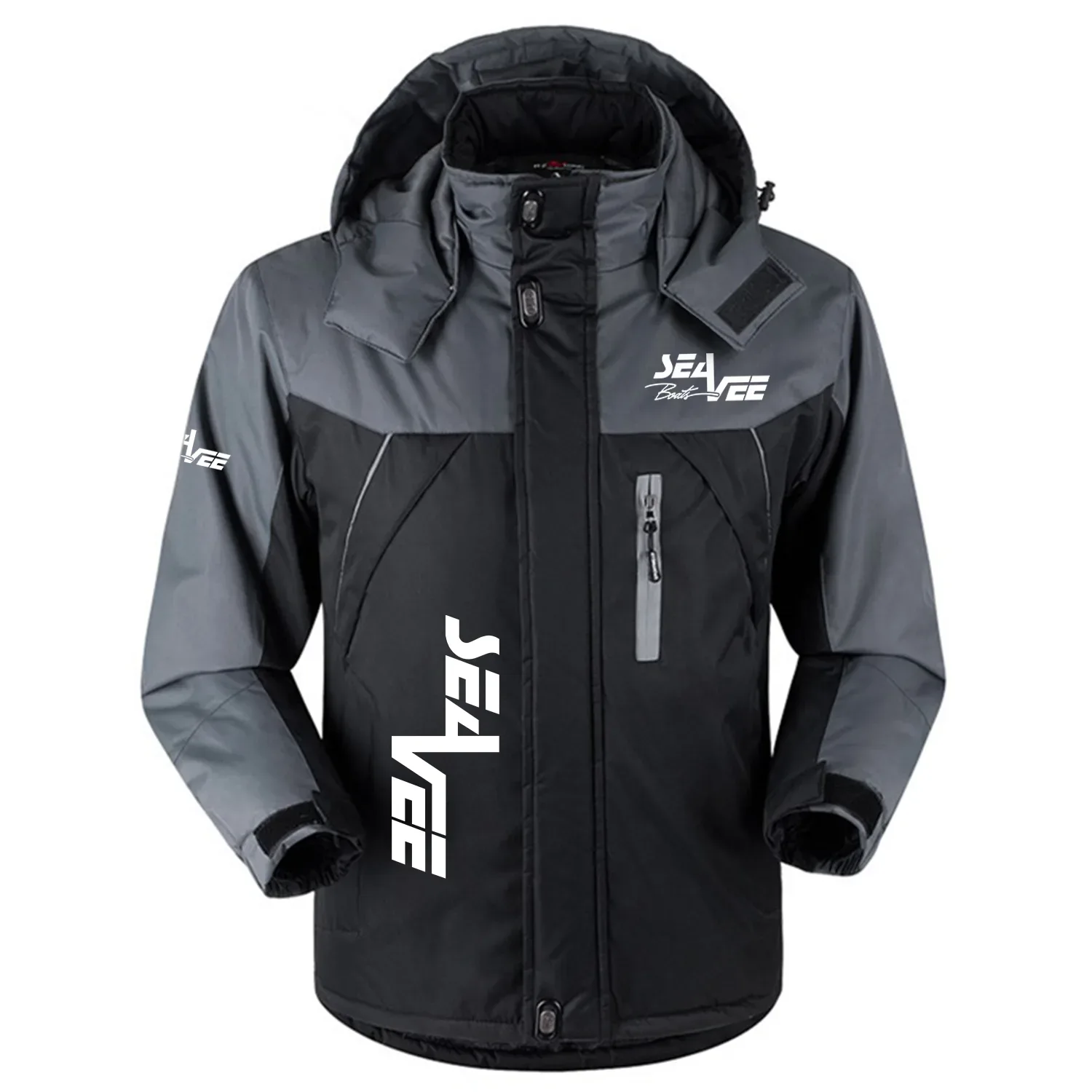 Sea Vee Exclusive Logo Outdoor Charging Suit Slim Fit Plush Waterproof Windproof Jacket Detachable Hood TTPDPCS2409SEVZ – Sea Vee Jacket