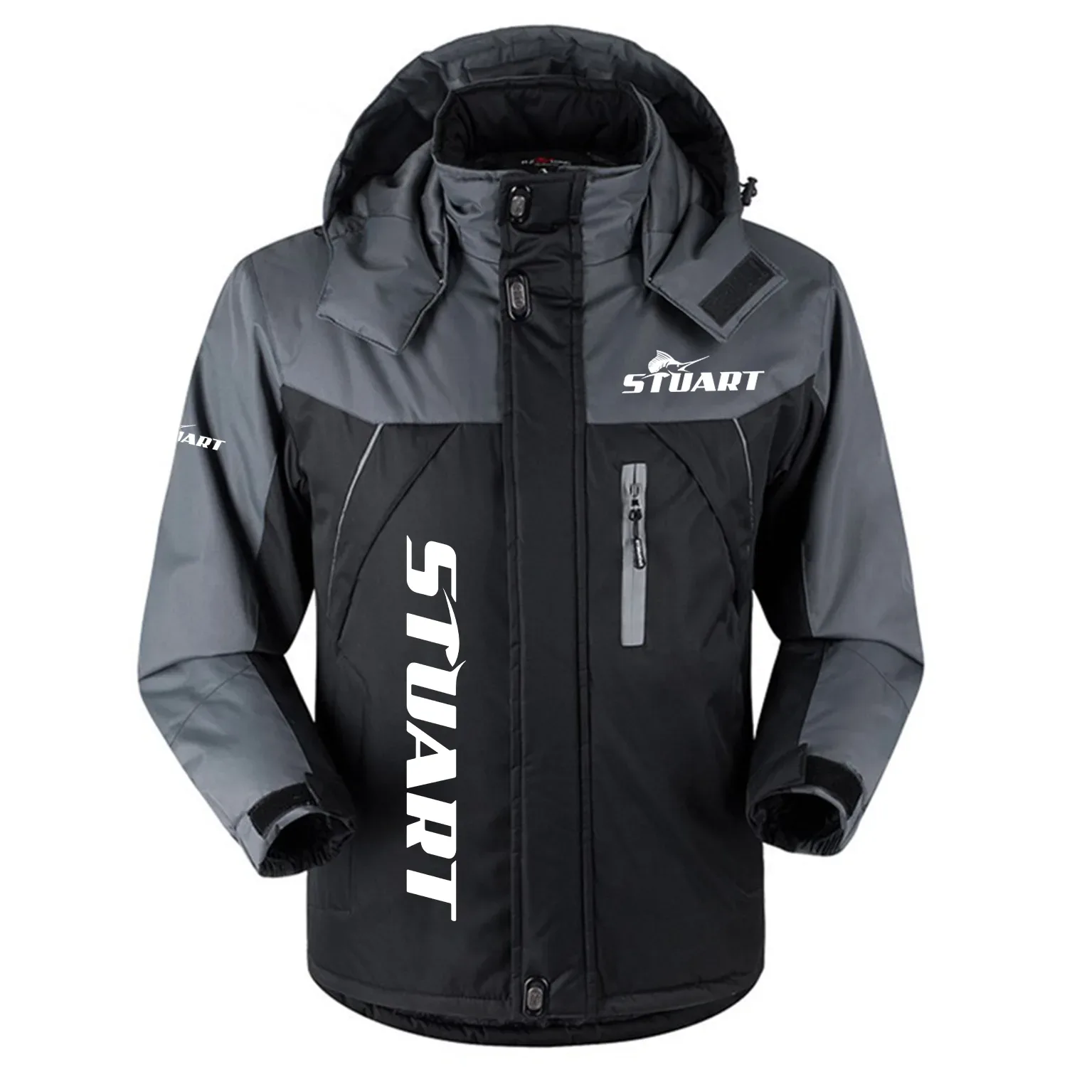 Stuart Exclusive Logo Outdoor Charging Suit Slim Fit Plush Waterproof Windproof Jacket Detachable Hood TTPDPCS2409STUZ – Stuart Jacket