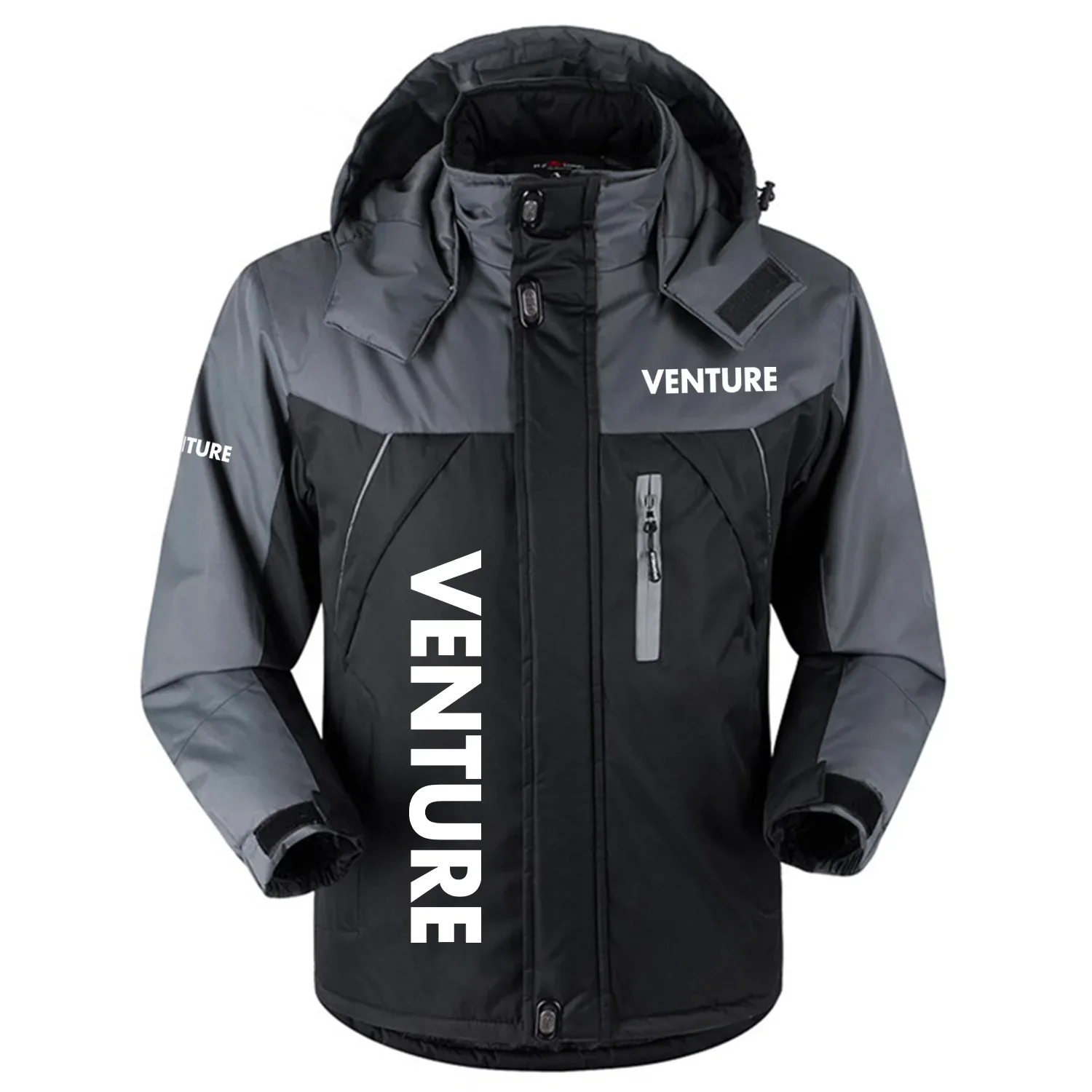 Venture Exclusive Logo Outdoor Charging Suit Slim Fit Plush Waterproof Windproof Jacket Detachable Hood TTPDPCS2409VTZ – Venture Jacket