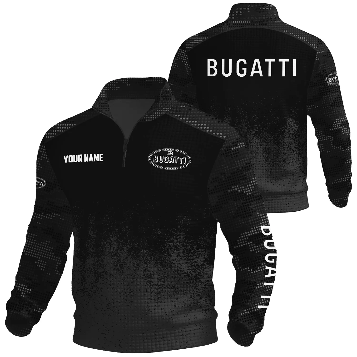 Bugatti Exclusive Logo Waffle Quarter-zip Sweatshirt OUFAWQS3D081903BGZ Sweatshirt Bugatti Sweatshirt
