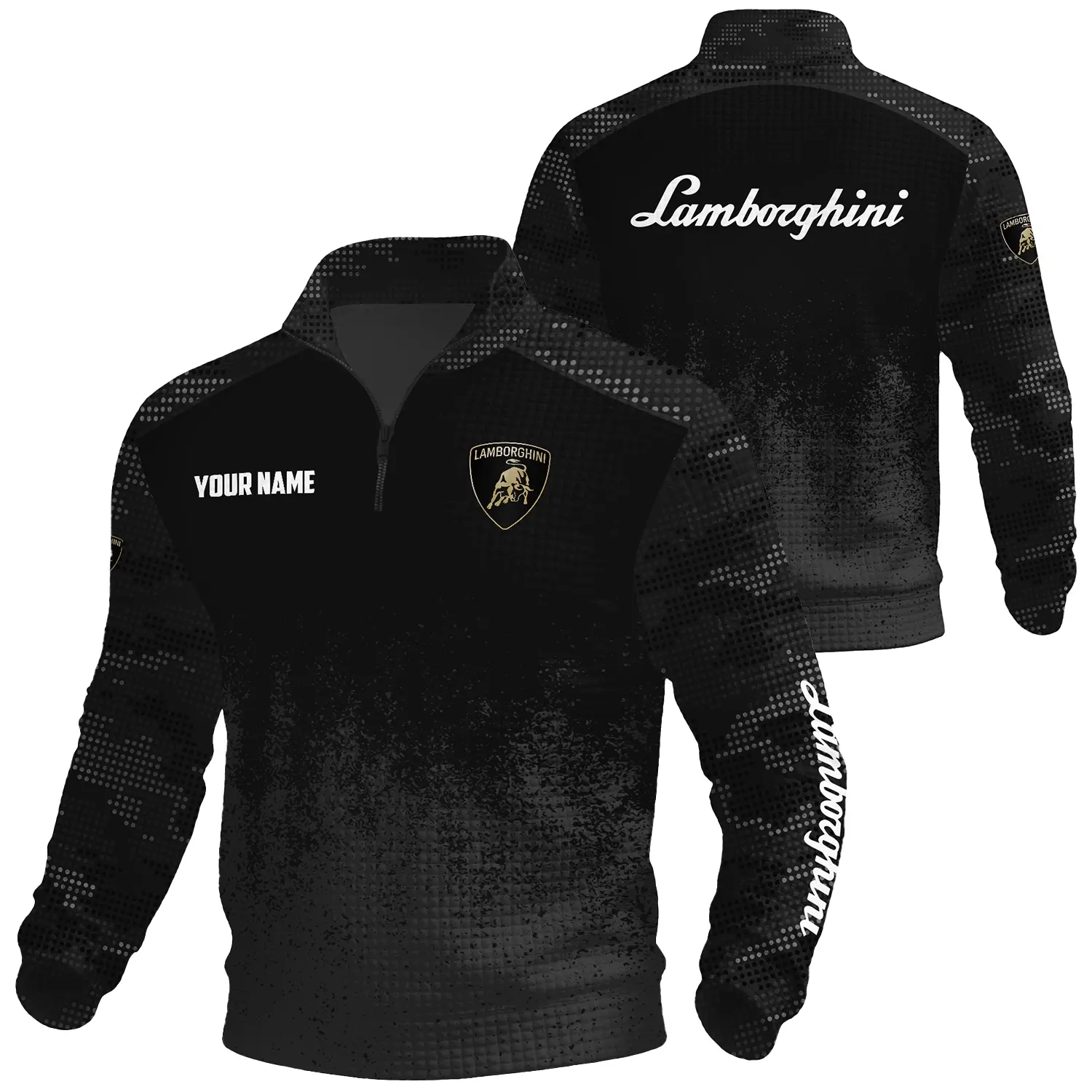 Lamborghini Exclusive Logo Waffle Quarter-zip Sweatshirt OUFAWQS3D081903LBGZ Sweatshirt Lamborghini Sweatshirt