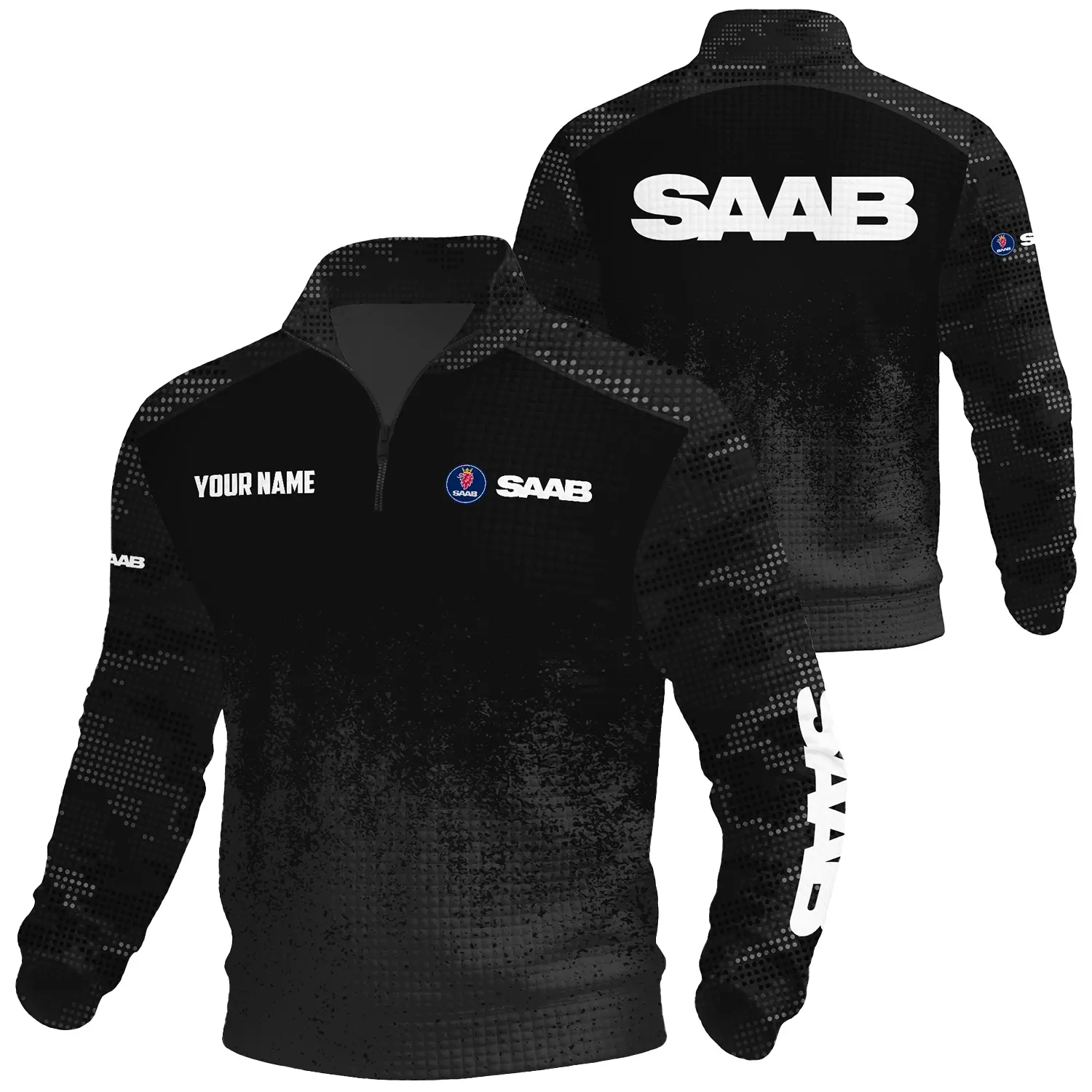 Saab Exclusive Logo Waffle Quarter-zip Sweatshirt OUFAWQS3D081903SBZ Sweatshirt Saab Sweatshirt