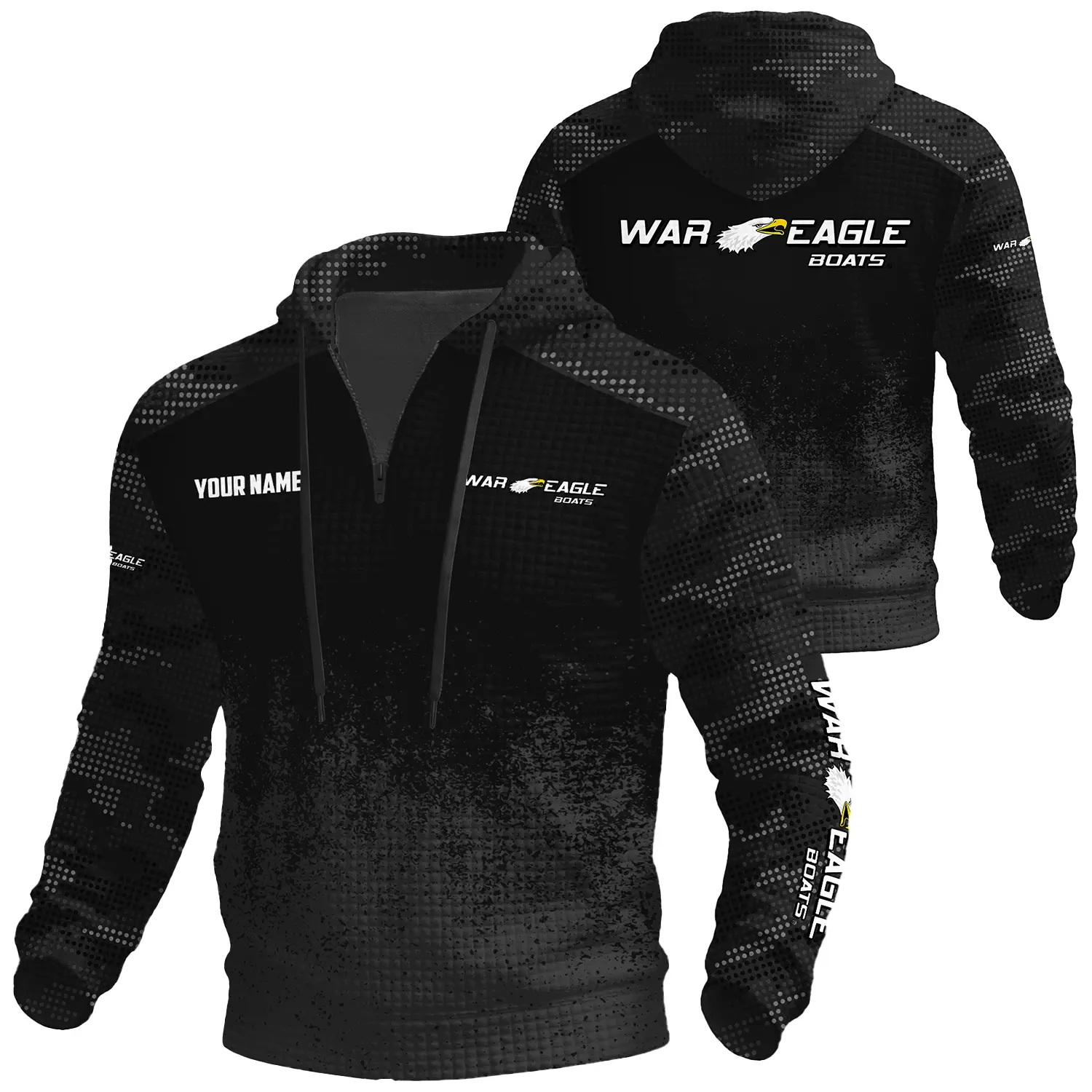 War Eagle Exclusive Logo Waffle Quarter-zip Hoodie TTFSWQH3D081903WEZ Hoodie War Eagle Hoodie