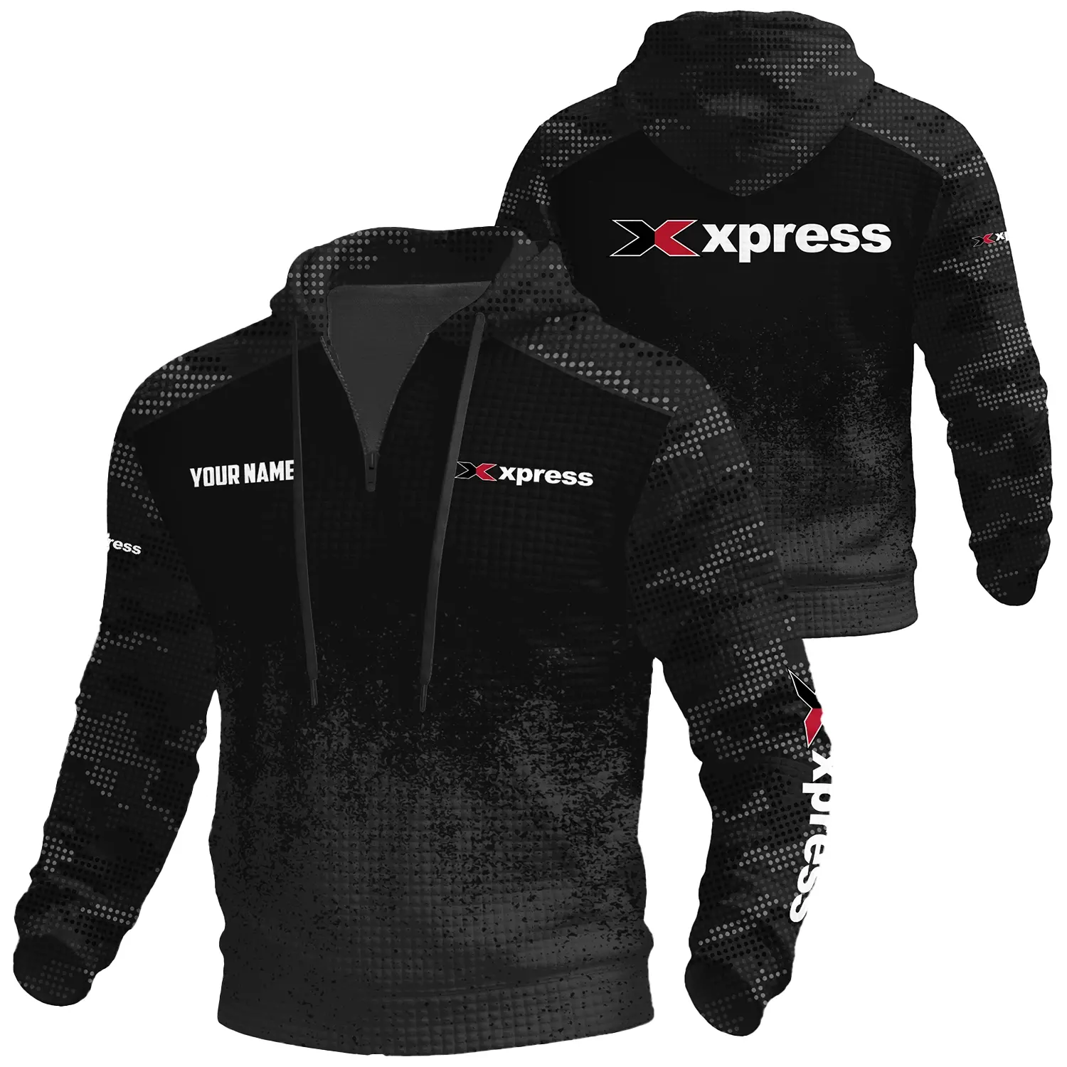 Xpress Exclusive Logo Waffle Quarter-zip Hoodie TTFSWQH3D081903XBZ Hoodie Xpress Hoodie