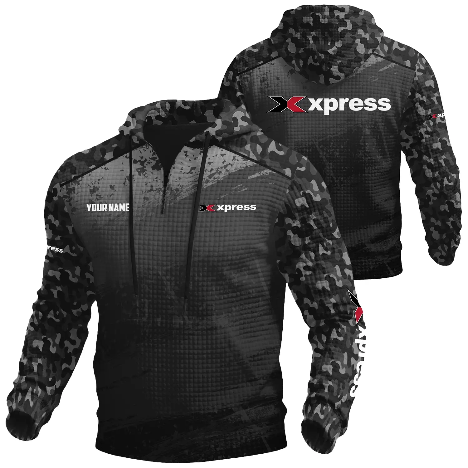 Xpress Exclusive Logo Waffle Quarter-zip Hoodie TTFSWQH3D081907XBZ Hoodie Xpress Hoodie